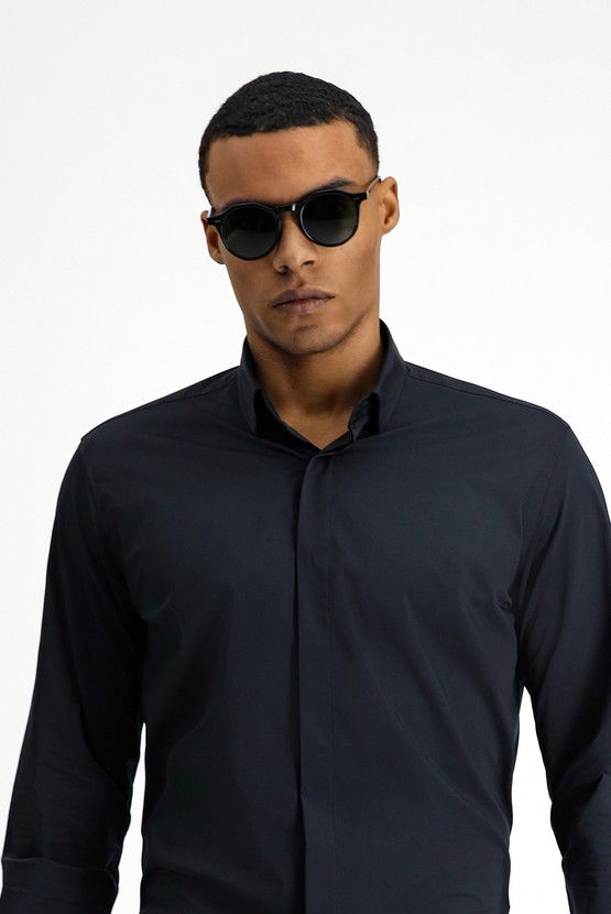 Erkek Giyim - Techno-Line Uzun Kol Slim Fit Dar Kesim Klasik Pamuklu Gömlek