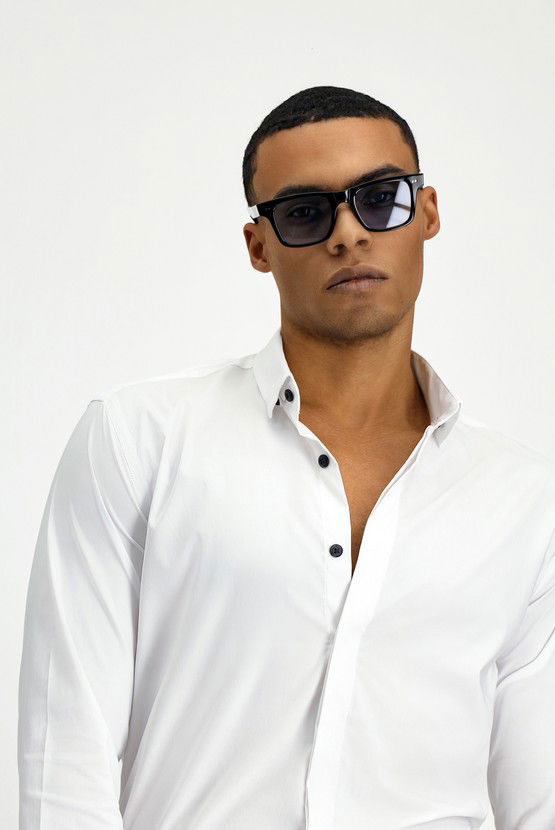 Erkek Giyim - Techno-Line Uzun Kol Slim Fit Dar Kesim Klasik Pamuklu Gömlek