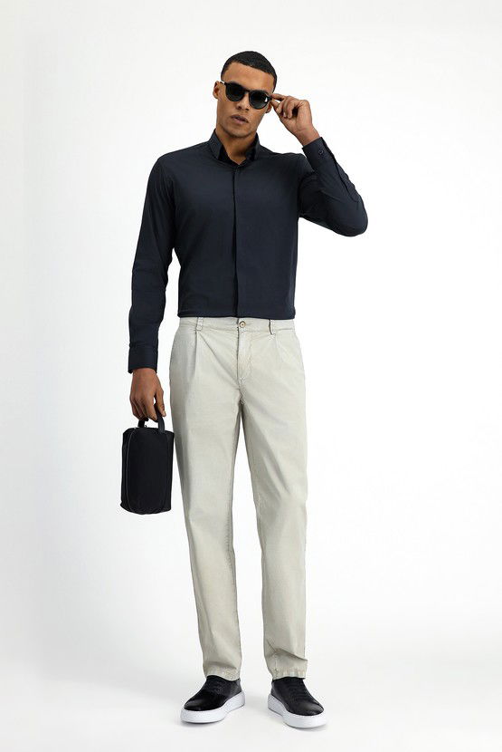 Erkek Giyim - Techno-Line Uzun Kol Slim Fit Dar Kesim Klasik Pamuklu Gömlek