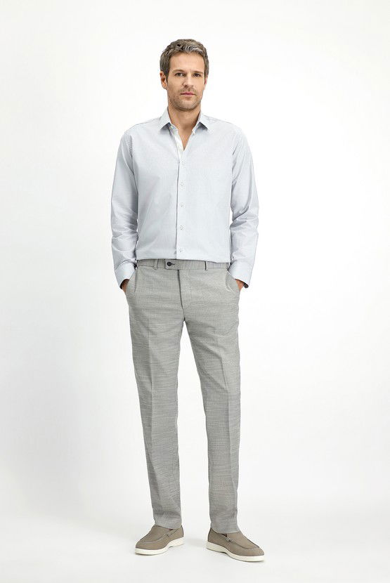 Erkek Giyim - Uzun Kol Slim Fit Dar Kesim Klasik Desenli Pamuk Gömlek