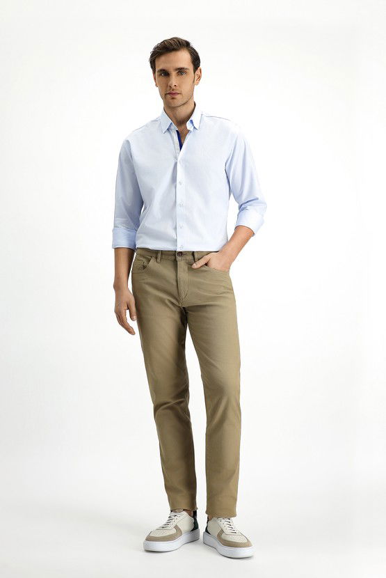 Erkek Giyim - Uzun Kol Slim Fit Dar Kesim Klasik Desenli Pamuk Gömlek