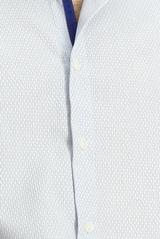 Erkek Giyim - Uzun Kol Slim Fit Dar Kesim Klasik Desenli Pamuk Gömlek