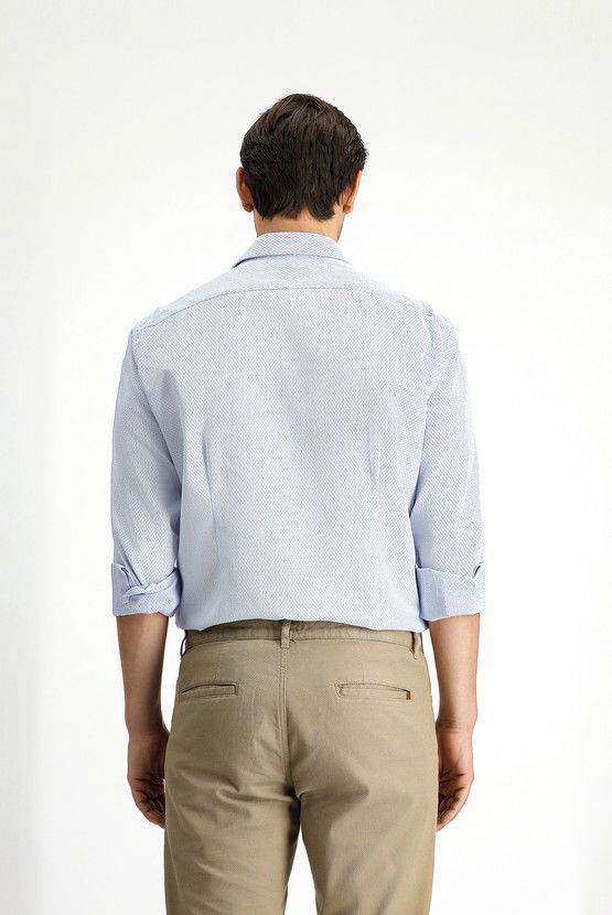 Erkek Giyim - Uzun Kol Slim Fit Dar Kesim Klasik Desenli Pamuk Gömlek