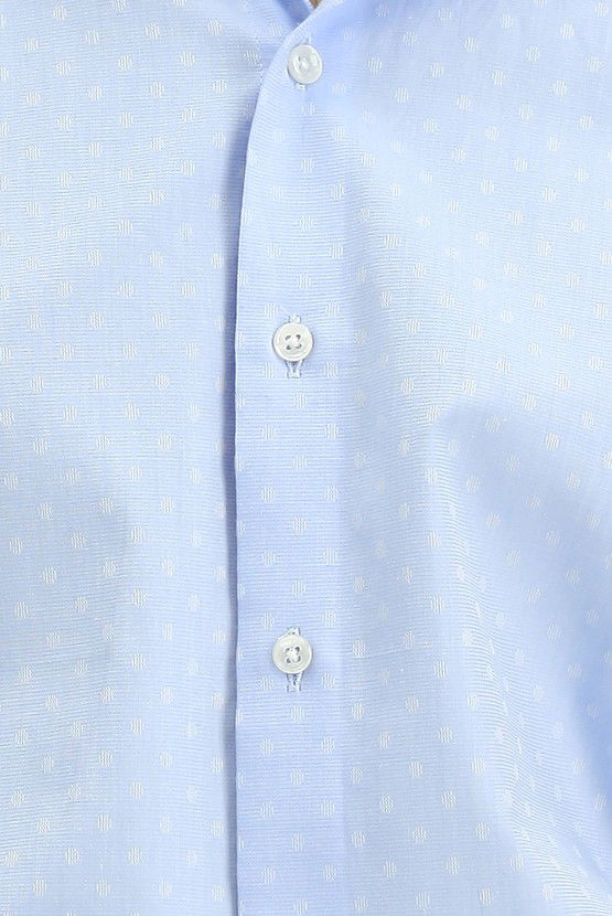 Erkek Giyim - Uzun Kol Slim Fit Dar Kesim Klasik Desenli Pamuk Gömlek