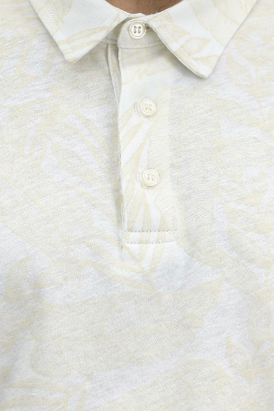 Erkek Giyim - Slim Fit Dar Kesim Baskılı Pamuk Polo Yaka Tişört