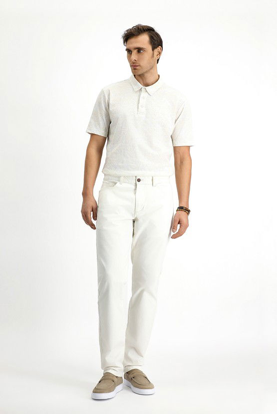 Erkek Giyim - Slim Fit Dar Kesim Baskılı Pamuk Polo Yaka Tişört