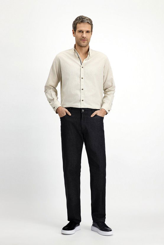 Erkek Giyim - Regular Fit Likralı Denim Pantolon
