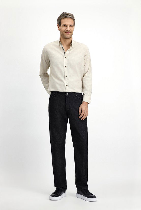 Erkek Giyim - Regular Fit Likralı Denim Pantolon