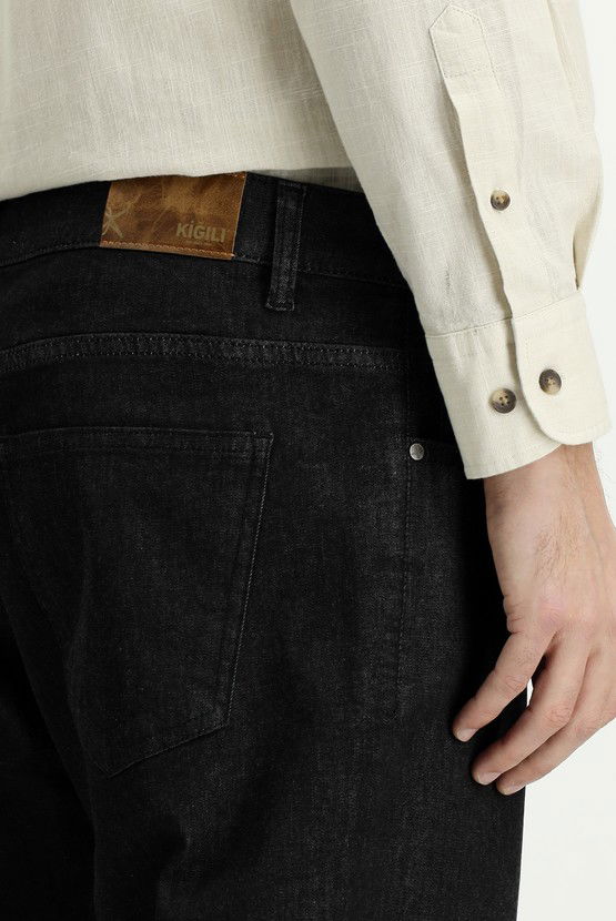 Erkek Giyim - Regular Fit Likralı Denim Pantolon