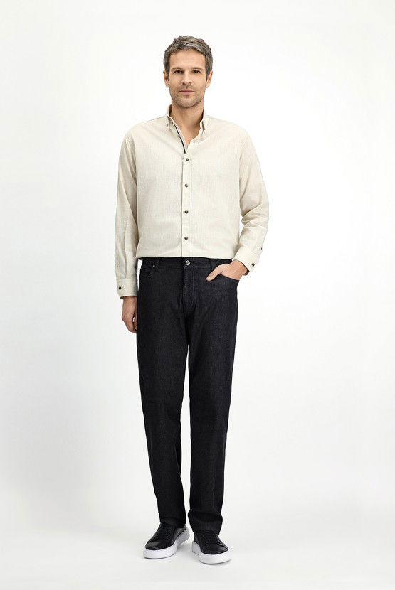 Erkek Giyim - Regular Fit Likralı Denim Pantolon