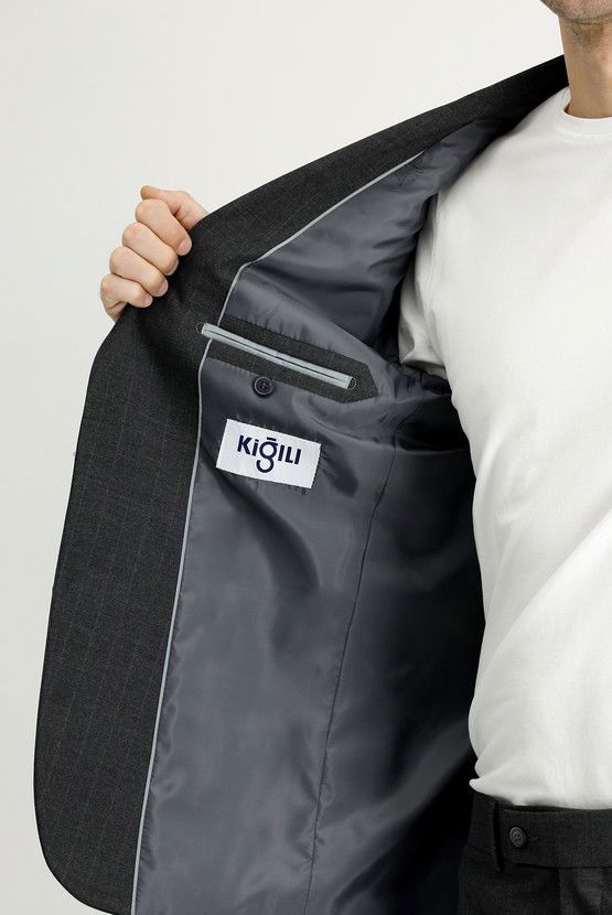 Erkek Giyim - Regular Fit Çizgili Takım Elbise