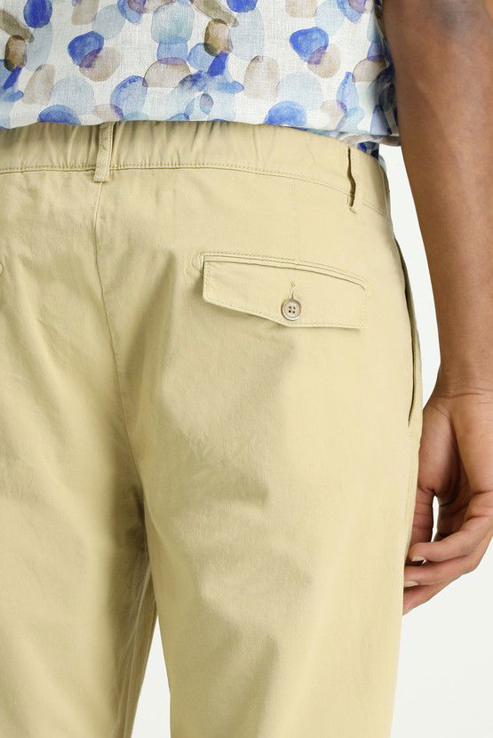 Erkek Giyim - Regular Fit Likralı Beli Lastikli İpli Pileli Pantolon