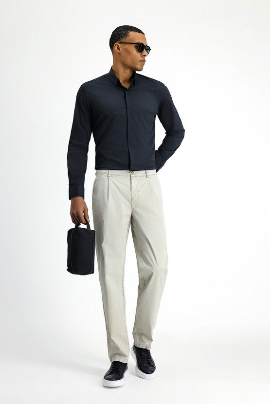 Erkek Giyim - Regular Fit Likralı Kanvas / Chino Pantolon