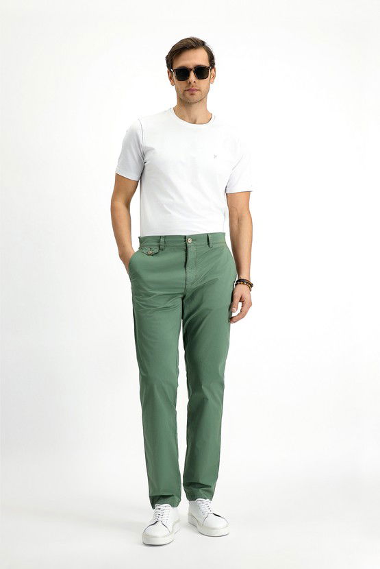 Erkek Giyim - Regular Fit Likralı Kanvas / Chino Pantolon
