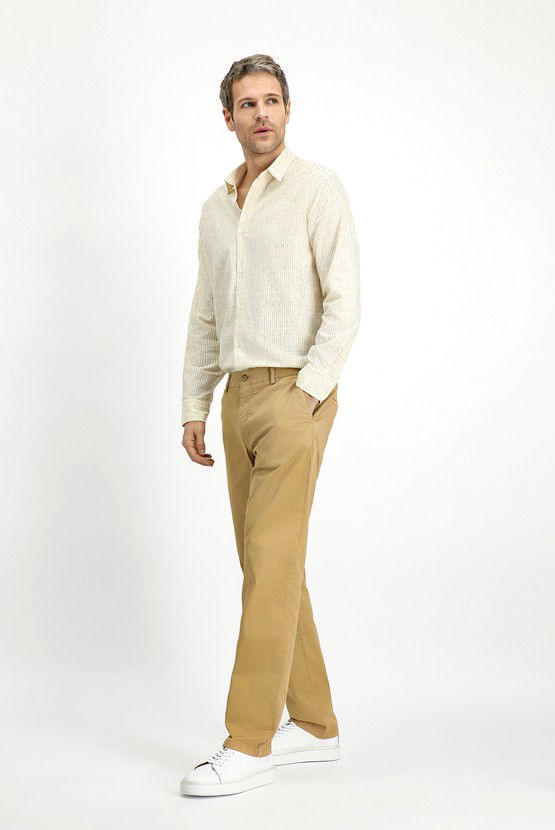 Erkek Giyim - Regular Fit Likralı Kanvas / Chino Pantolon