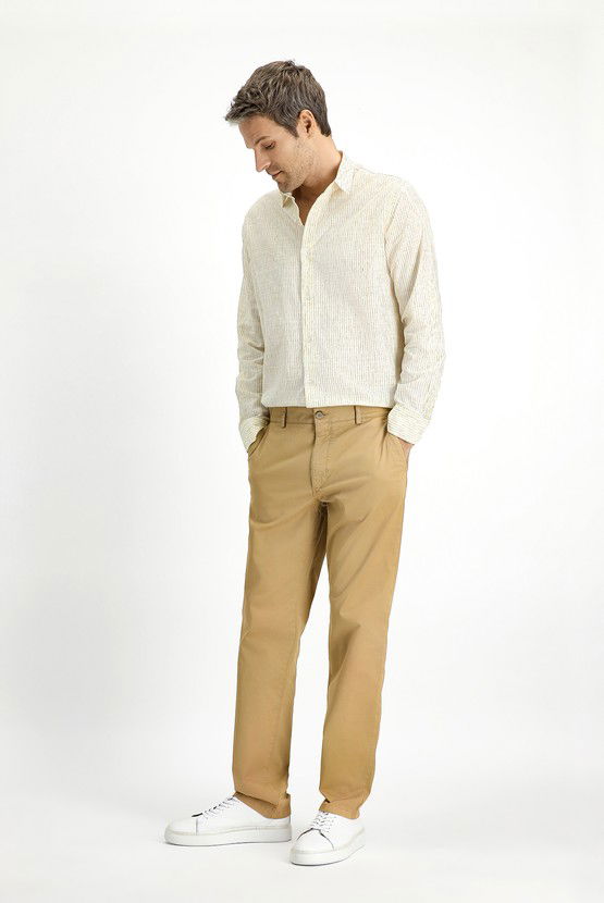 Erkek Giyim - Regular Fit Likralı Kanvas / Chino Pantolon