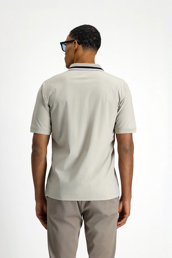 Erkek Giyim - Techno-Line Fermuarlı Likralı Slim Fit Dar Kesim Polo Yaka Tişört
