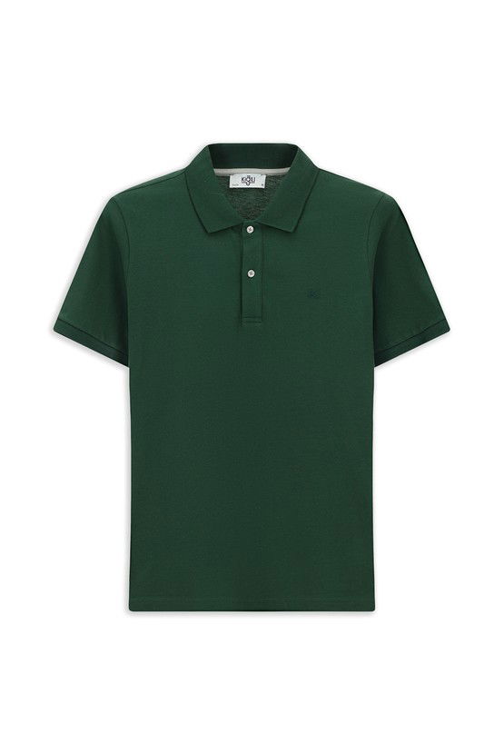 Erkek Giyim - Polo Yaka Slim Fit Dar Kesim Nakışlı Pamuk Tişört