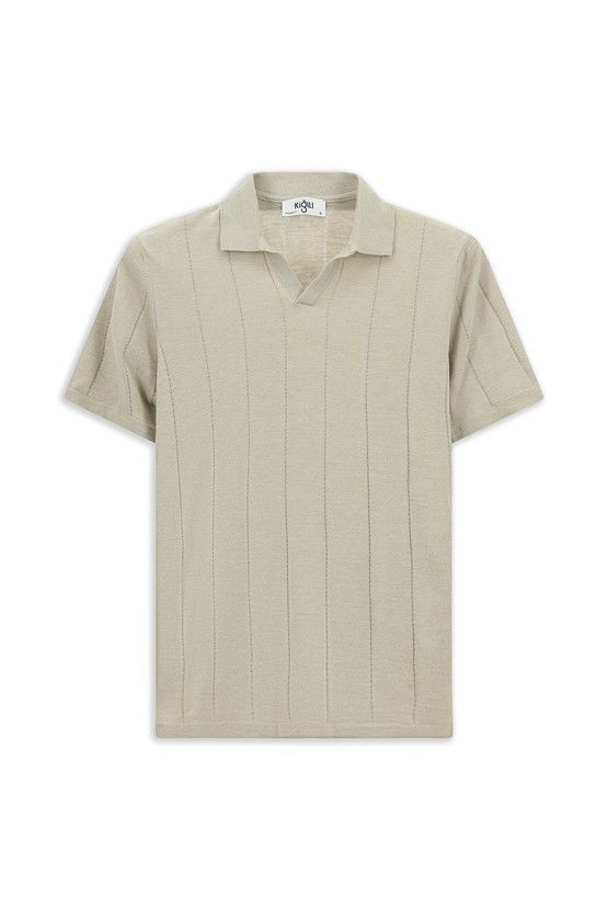 Erkek Giyim - Regular Fit Pamuklu Desenli Polo Yaka Tişört