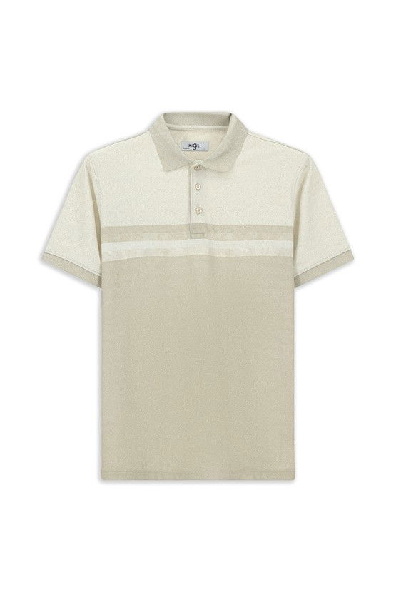 Erkek Giyim - Regular Fit Desenli Likralı Polo Yaka Tişört