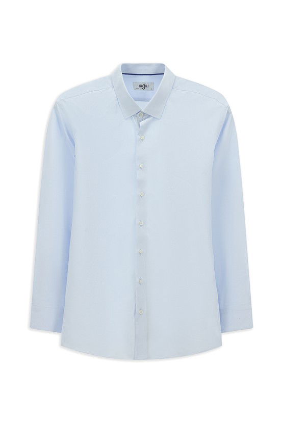 Erkek Giyim - Uzun Kol Slim Fit Dar Kesim Klasik Desenli Pamuk Gömlek