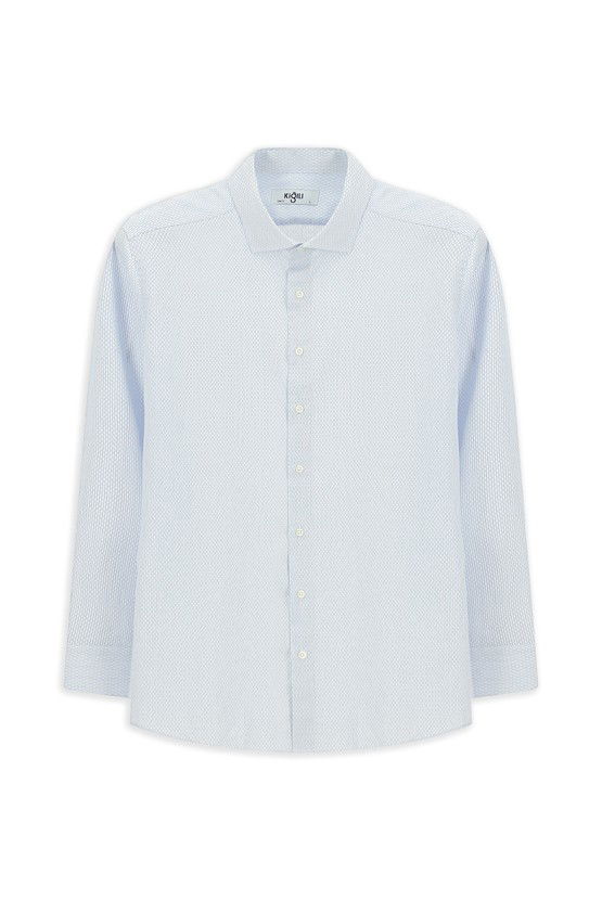 Erkek Giyim - Uzun Kol Slim Fit Dar Kesim Klasik Desenli Pamuk Gömlek