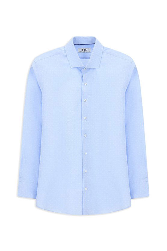 Erkek Giyim - Uzun Kol Slim Fit Dar Kesim Klasik Desenli Pamuk Gömlek