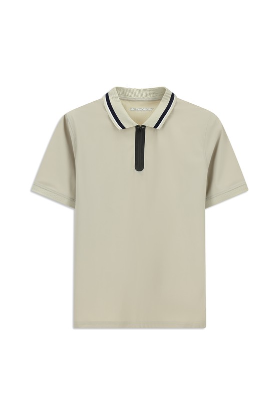 Erkek Giyim - Techno-Line Fermuarlı Likralı Slim Fit Dar Kesim Polo Yaka Tişört