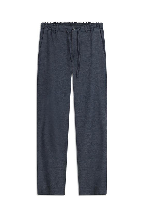 Erkek Giyim - Slim Fit Dar Kesim Beli Lastikli İpli Keten Karışımlı Pantolon