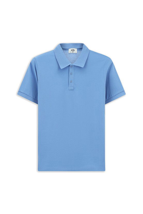 Erkek Giyim - Slim Fit Dar Kesim Pamuk Kıvrılmaz Polo Yaka Tişört