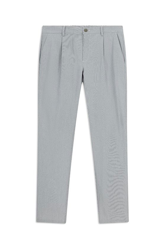 Erkek Giyim - Regular Fit Likralı Çizgili Pileli Kanvas / Chino Pantolon