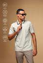  AÇIK BEJ  Techno-Line Fermuarlı Likralı Slim Fit Dar Kesim Polo Yaka Tişört