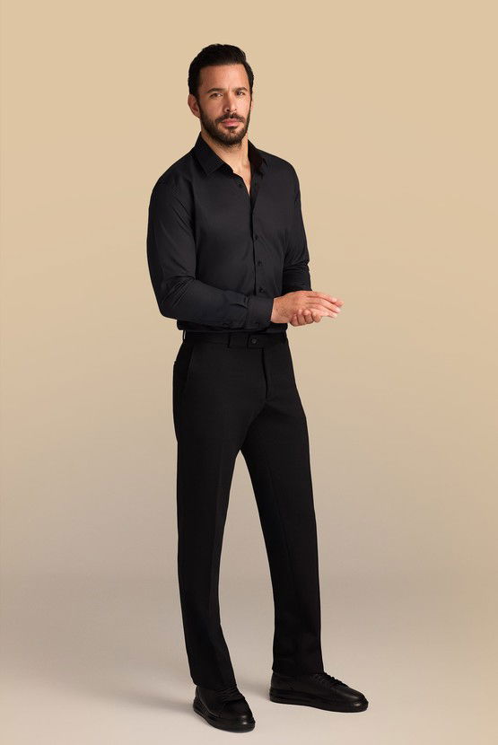 Erkek Giyim - Uzun Kol Slim Fit Dar Kesim Non Iron Ütü Gerektirmeyen Pamuklu Gömlek