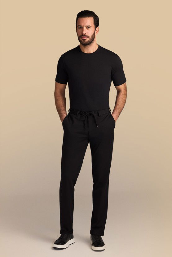 Erkek Giyim - Super Slim Fit Ekstra Dar Kesim Beli Lastikli İpli Takım Elbise