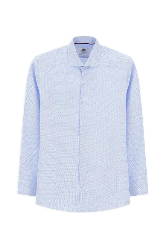 Erkek Giyim - Uzun Kol Slim Fit Dar Kesim Klasik Desenli Pamuk Gömlek