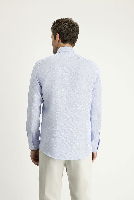 Erkek Giyim - Uzun Kol Slim Fit Dar Kesim Klasik Desenli Pamuk Gömlek