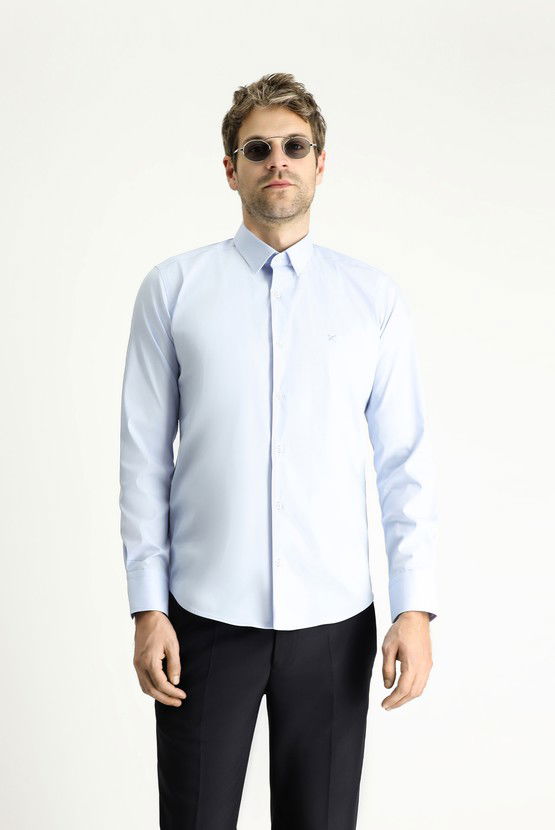 Erkek Giyim - Uzun Kol Slim Fit Dar Kesim Klasik Pamuklu Gömlek
