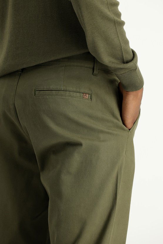 Erkek Giyim - Regular Fit Likralı Pileli Kanvas / Chino Pantolon
