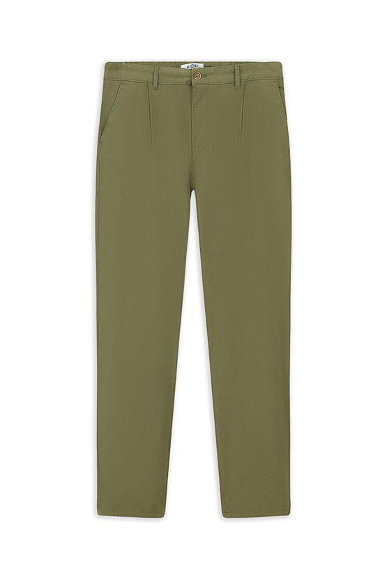 Erkek Giyim - Regular Fit Likralı Pileli Kanvas / Chino Pantolon
