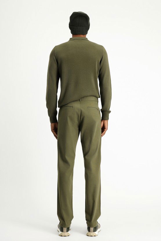 Erkek Giyim - Regular Fit Likralı Pileli Kanvas / Chino Pantolon