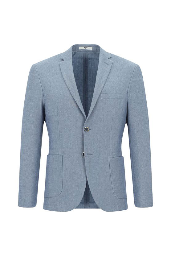 Erkek Giyim - Super Slim Fit Ekstra Dar Kesim Gofre Ceket