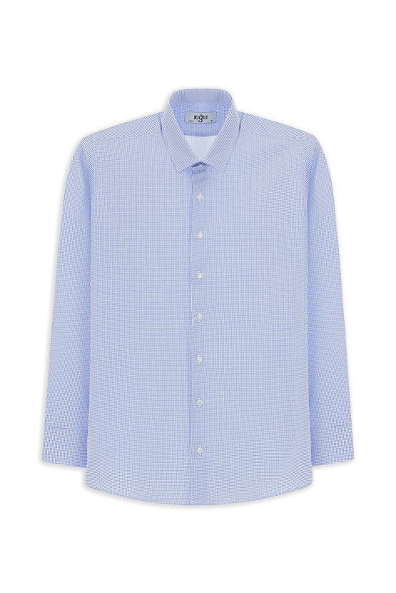 Erkek Giyim - Uzun Kol Slim Fit Dar Kesim Baskılı Pamuk Gömlek