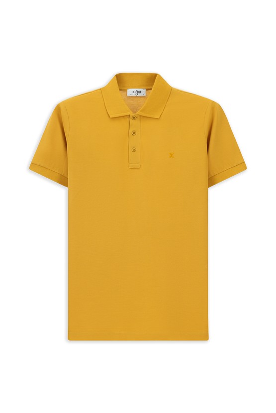 Erkek Giyim - Slim Fit Dar Kesim Pamuk Kıvrılmaz Polo Yaka Tişört