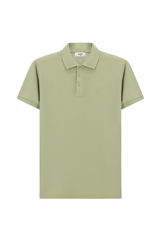 Erkek Giyim - Slim Fit Dar Kesim Pamuk Kıvrılmaz Polo Yaka Tişört