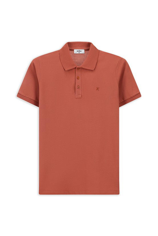 Erkek Giyim - Slim Fit Dar Kesim Pamuk Kıvrılmaz Polo Yaka Tişört