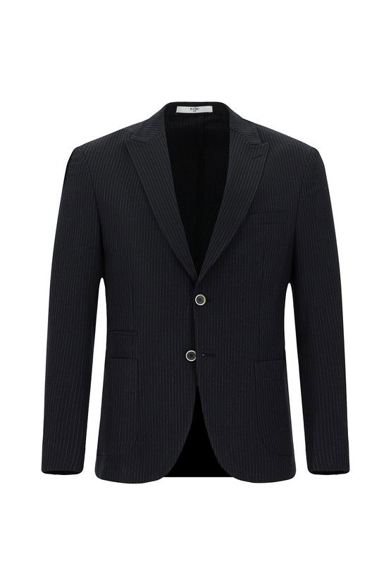 Erkek Giyim - Super Slim Fit Ekstra Dar Kesim Çizgili Likralı Spor Ceket
