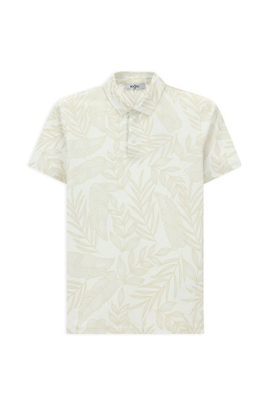 Erkek Giyim - Slim Fit Dar Kesim Baskılı Pamuk Polo Yaka Tişört