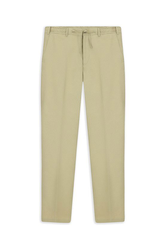Erkek Giyim - Slim Fit Dar Kesim Beli Lastikli İpli Keten Karışımlı Pantolon