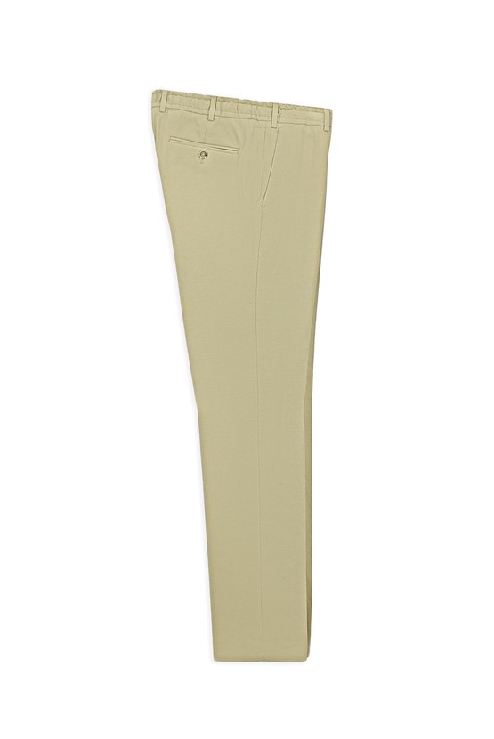 Erkek Giyim - Slim Fit Dar Kesim Beli Lastikli İpli Keten Karışımlı Pantolon