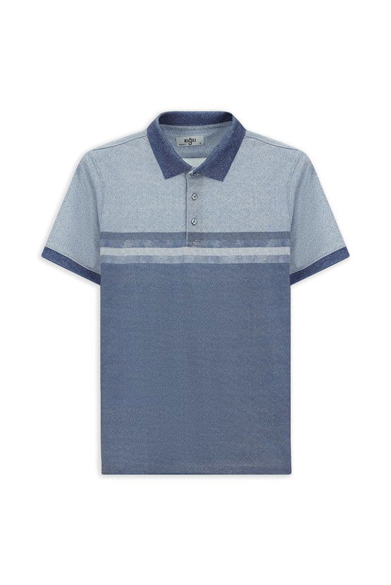 Erkek Giyim - Regular Fit Desenli Likralı Polo Yaka Tişört